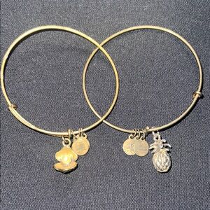 Alex and Ani Bracelet Set with Pineapple and Shell Charms